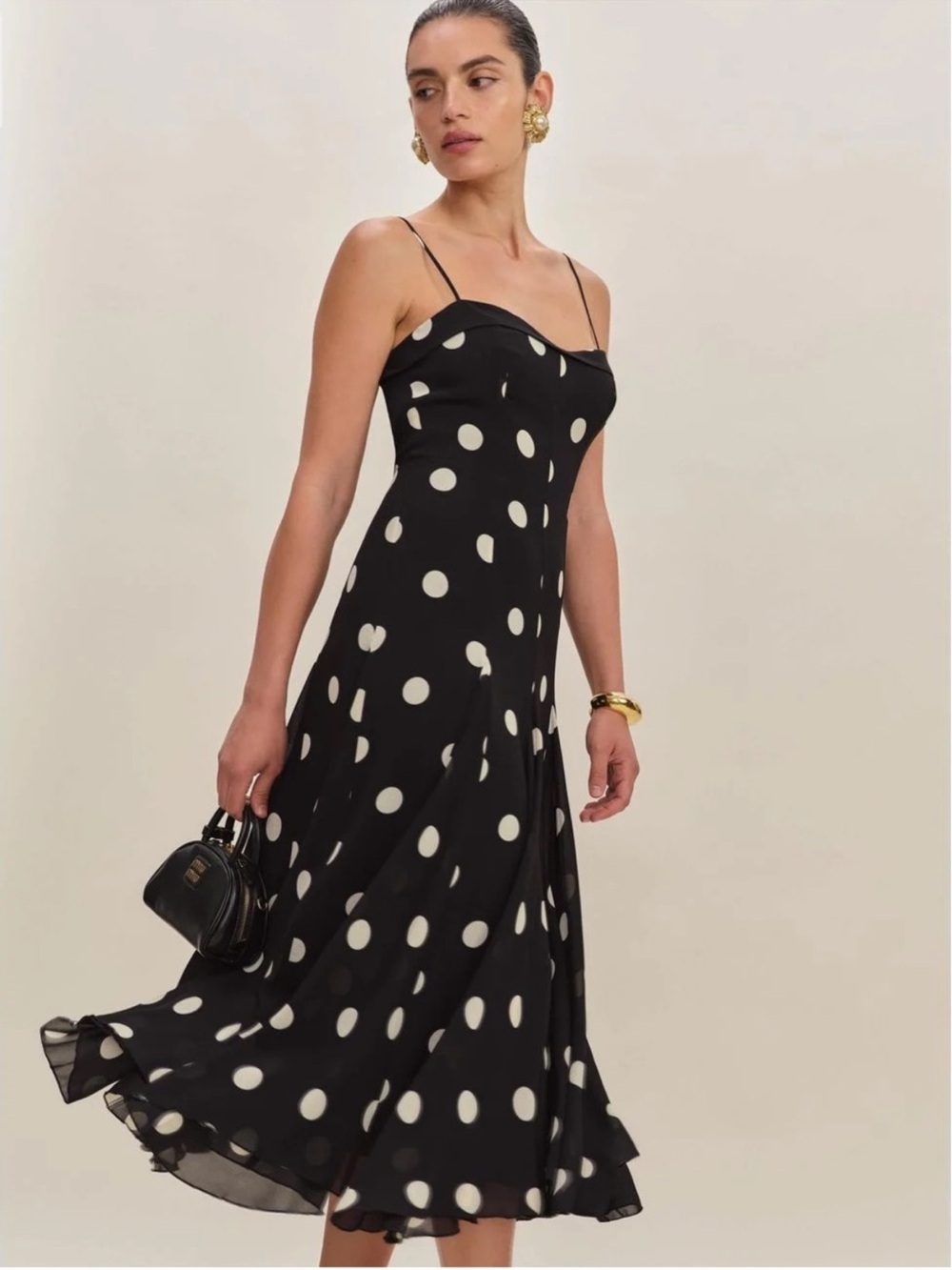 New Reformation Fredo Moon Polka Dot Midi Dress Size 6
NWT